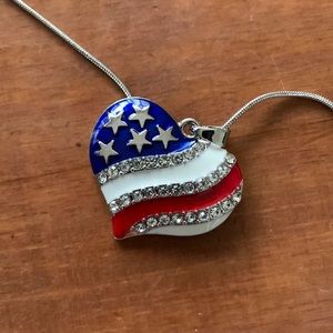 Silver Flag Heart Pendant Necklace
